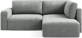 Colțar gri extensibil/cu spațiu de depozitare cu tapițerie din chenille (cu colț pe partea dreaptă/în formă de ”L”) Kona – Makamii