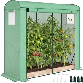 Outsunny Seră cu ferestre cu plasă și ușă rulantă, seră cu folie și cadru din oțel 200 x 75 x 188 cm Verde | Aosom Romania