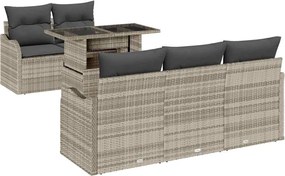 vidaXL Set de canapele pentru grădină 6 pcs Gri deschis Poli Rattan