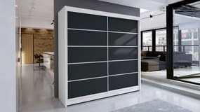 Dulap cu uși glisante Bastian IV (alb + negru) (fără iluminare). 1059147