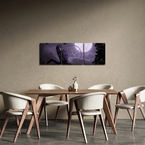 Tablou - Bufniță de noapte, violet (cu ceas) (90x30 cm)