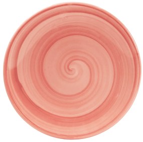 Set 6 farfurii desert de 20 cm, Roz Pudra decorata cu spirala roz inchis