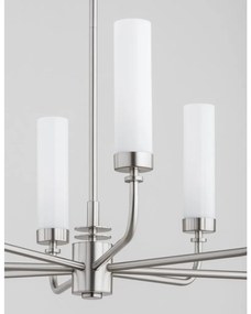 Candelabru 8 brate, otel nickel, sticla alb mat PRESTON 5083