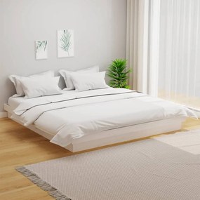 vidaXL Cadru de pat, alb, 160x200 cm, lemn masiv