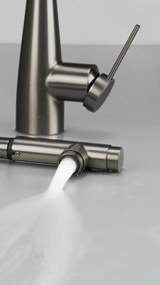 🚰 Baterie bucătărie ERIDAN, cu racord filtru de apă & pipă extractibilă, finisaj titan – Cod BRE_D75M