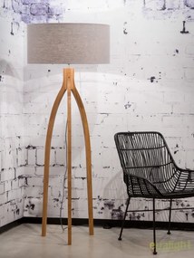 Lampadar cu trepied, realizat din materiale naturale, durabile si ecologice, Annapurna gri deschis
