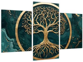 Tablou – Arborele vieții auriu în marmură (90x60 cm)