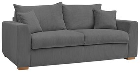 Canapea gri extensibilă cu tapițerie din catifea reiată 225 cm Augustin – Bobochic Paris