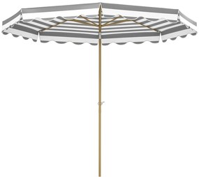 Outsunny Umbrelă de gradina exterioară umbrelă înclinabilă octogonală cu manivelă material 180 g/m² Ø 2,7 x 2,4 m gri deschis | Aosom Romania
