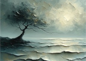 Tablou - pictură în ulei de un copac cu oceanul (70x50 cm)