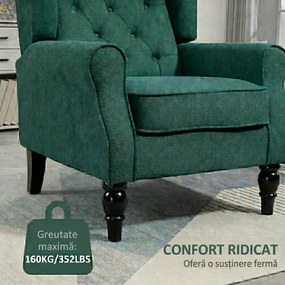 HOMCOM Scaun Accent Clasic cu Picioare de Lemn, Verde închis | Aosom Romania