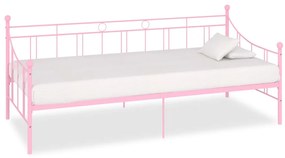 vidaXL Cadru de pat, roz, 90 x 200 cm, metal