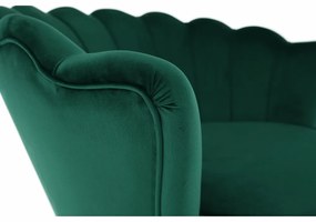 Fotoliu în stil Art-deco, catifea Velvet smarald/crom auriu, NOBLIN