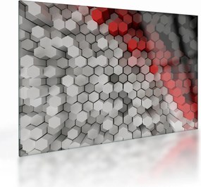 Tablou pe sticlă - 3D hexagoane (70x50 cm)