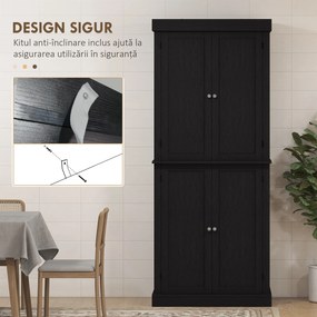 HOMCOM Dulap Înalt de Bucătărie cu 6 Rafturi și 2 Uși, Dulap cu Rafturi Reglabile din Lemn, 76x40,5x184 cm, Alb | Aosom Romania