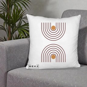 Perna Decorativa Geometric Boho Arc, 40x40 cm, Alb Pufos, Husa Detasabila, Perna Inclusa, BEKZ®