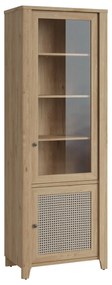 Vitrina PARILLA, stejar, PAL laminat/MDF/sticla, 73x42x206 cm