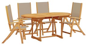 3279322 vidaXL Set mobilier de grădină, 5 piese, lemn masiv acacia/textilenă