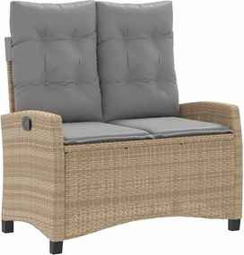 vidaXL Bancă de grădină rabatabilă cu perne, bej, poliratan