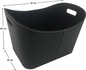 Coş pentru lemn din piele artificială, negru, HOLZO