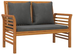 312140 vidaXL Banchetă canapea cu perne gri închis, lemn masiv de acacia
