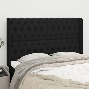 3119916 vidaXL Tăblie de pat cu aripioare, negru, 147x16x118/128 cm, textil