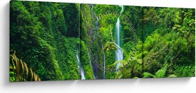 Tablou - Cascada Madakaripura, Java de Est, Indonezia (cu ceas) (90x30 cm)