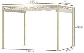 Outsunny Pergolă de Grădină cu Acoperiș Retractabil și Sistem de Prindere Magnetic, 298x297x221 cm, Kaki | Aosom Romania