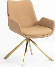 HR240 BAZA STEA Scaun Carmel Piele Ecologica Premium Soft cu Bază Aurie