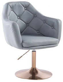 HR831N Scaun Piele Ecologica Gray cu Bază Aurie