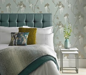 Tapet Leonora, Teal Green Luxury Floral, 1838 Wallcoverings, 5.3mp / rola