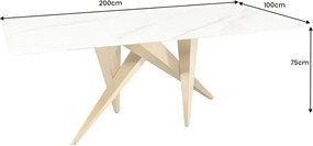Masa design modern, Metal, Auriu, Ceramica, Alb, ART LIVING 200cm, A-46202 VC
