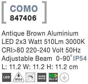 Aplica LED ambientala de exterior IP54 COMO maro antique NVL-847406