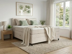 Pat tapițat boxspring BRIANA 180x200 cm crem Saltea: Saltea cu arcuri Bonell
