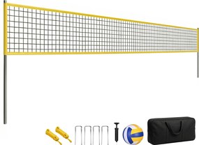 SPORTNOW Set plasă volei Portabil Set pentru volei cu stâlpi din oțel reglabili pe înălțime Geantă de transport 950 x 100 x 248 cm Negru | Aosom Romania