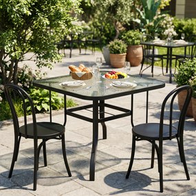 Outsunny Masă de Grădină pentru 4 Persoane cu Gaură pentru Umbrelă Ø54 mm, 96,5x96,5x70 cm, Negru | Aosom Romania
