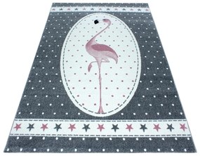 Covor gri cu flamingo uimitor pentru camera fetelor Lăţime: 120 cm | Lungime: 170 cm