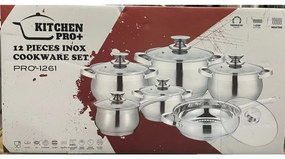 Set oale si tigaie inox cu capace 12 piese Kitchen Pro PRO 1261