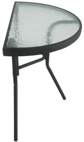 Masa de gradina semirotunda cu blat de sticla ISLAND 70x40 cm, negru