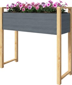 Outsunny Pat de grădină pătrat cu picioare, pat de grădină ridicat, 4 orificii de drenaj și țesătură nețesută, 98 x 37 x 90 cm, gri | Aosom Romania