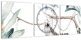 Tablou - Animale exotice (cu ceas) (90x30 cm)