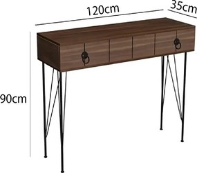 Consola hol Aida cu sertar culoare nuc si negru