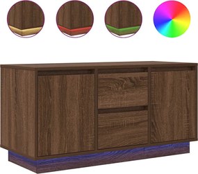 vidaXL Comodă TV cu lumini LED, stejar maro, 100x41x50 cm