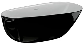 Cada de baie ovala freestanding Spatio Shine, acril, negru lucios, 170 x 85 cm
