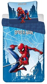 Lenjerie de pat pentru copii albastră din bumbac pentru pat de o persoană 140x200 cm Spider-man "Blue" – Jerry Fabrics