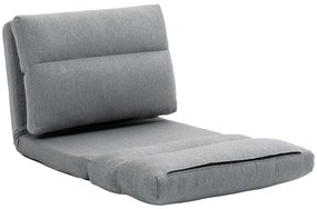 HOMCOM Fotoliu de podea canapea leneșă fotoliu convertibil în pat inclinabil 90° la 180° material textil - 70l x 72A x 56Î cm - gri | Aosom Romania