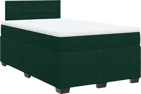 vidaXL Pat box spring cu saltea, verde închis, 120x200 cm, catifea