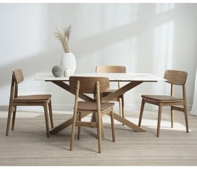 Scaun de dining maro coniac/în culoare naturală din imitație de piele Livo – Unique Furniture