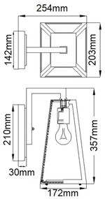Aplică de exterior Kichler KL-DELISON-M-RZ DELISON 1xE27/60W/230V IP44