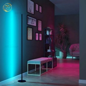 Lampadar negru LED cu control prin telecomandă/cu intensitate reglabilă (înălțime 120 cm) – Squid Lighting